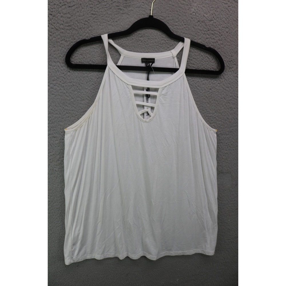 Coco & Carmen White Tunic Tank-Keyhole-L/XL-NWT-Soft-Minimalist